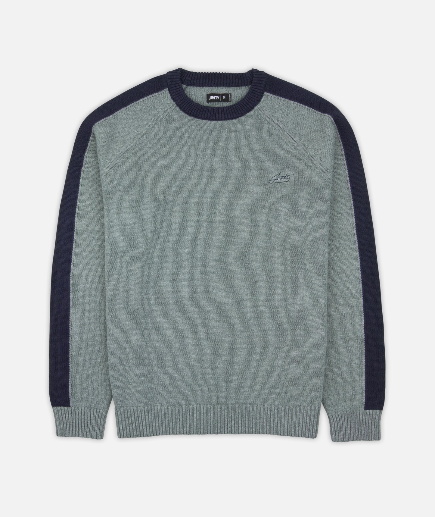 Nova Striped Sleeve Sweater - Heather Grey