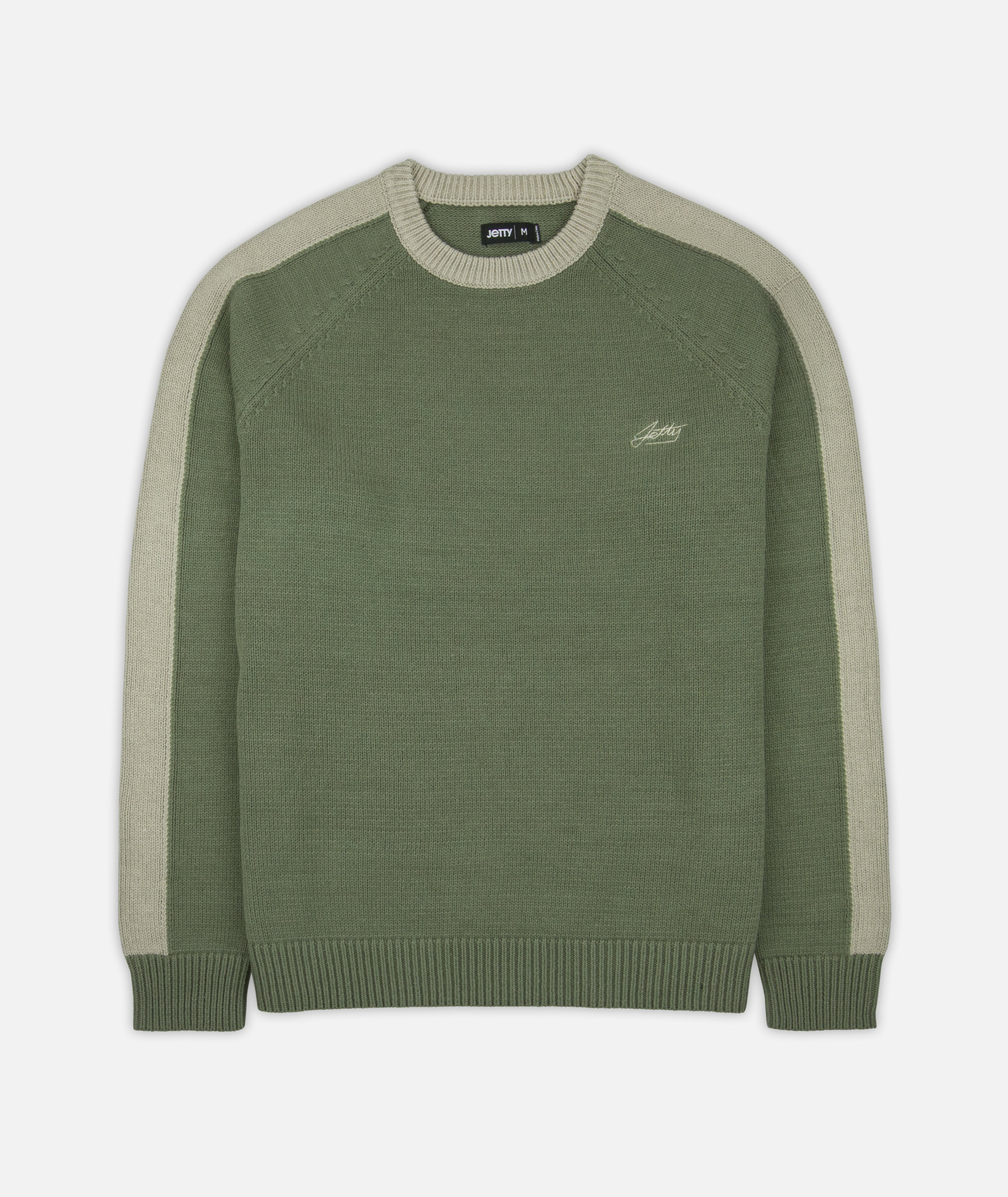 Nova Striped Sleeve Sweater - Olive