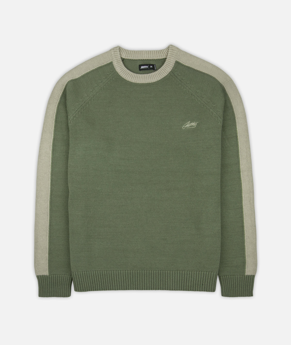 Nova Striped Sleeve Sweater - Olive