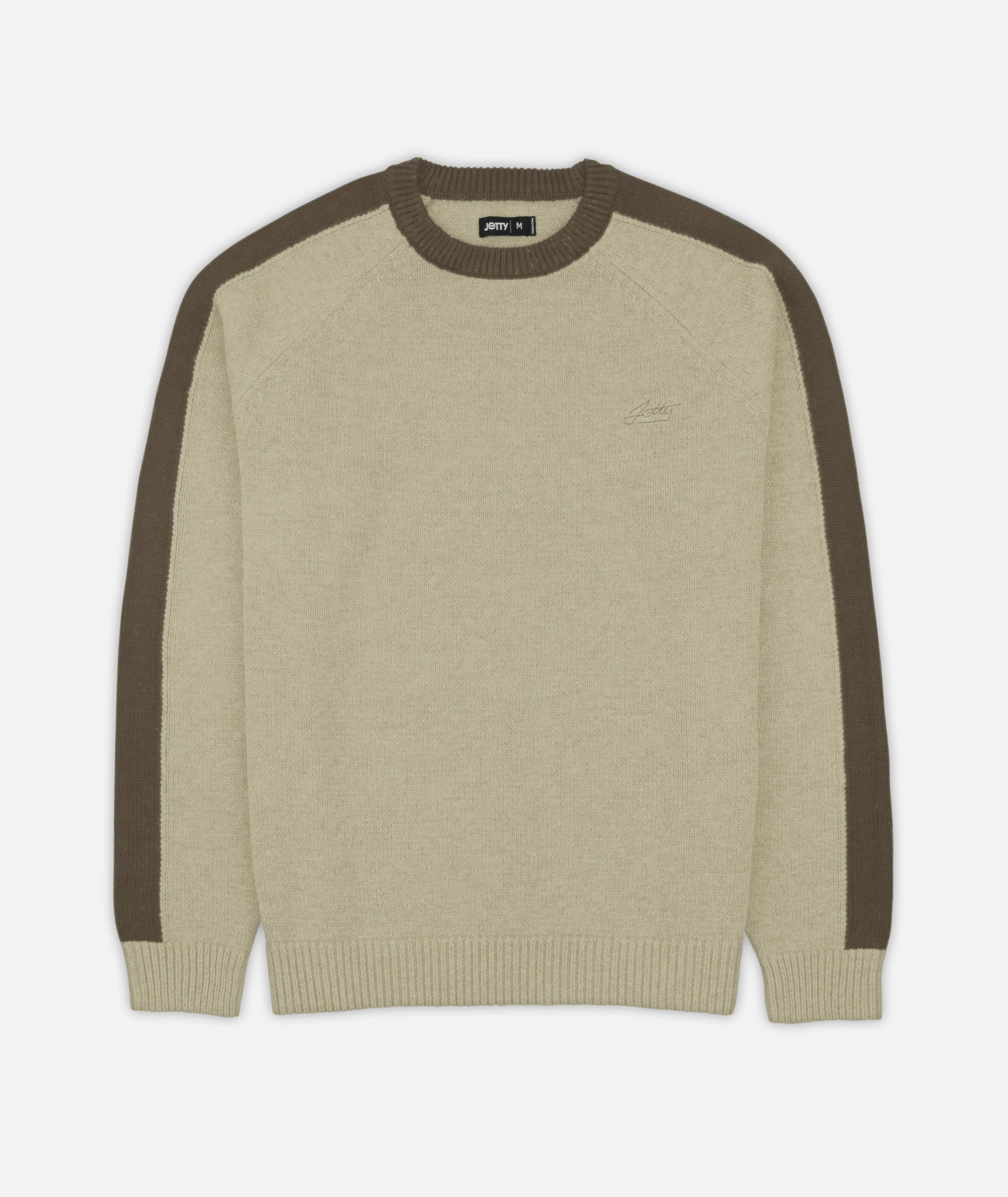 Nova Striped Sleeve Sweater - Tan