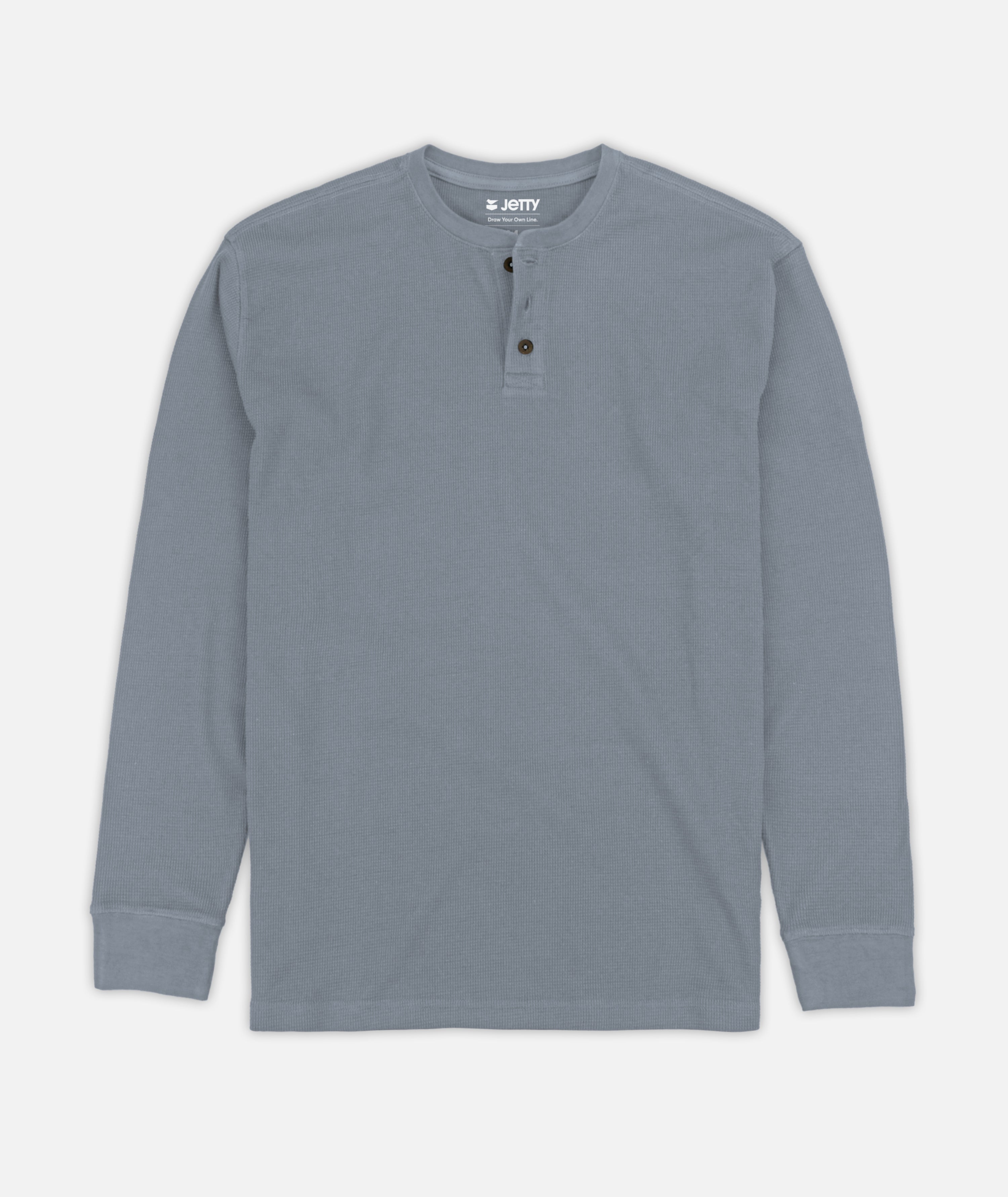 Seabed Waffle Henley Long Sleeve - Light Blue