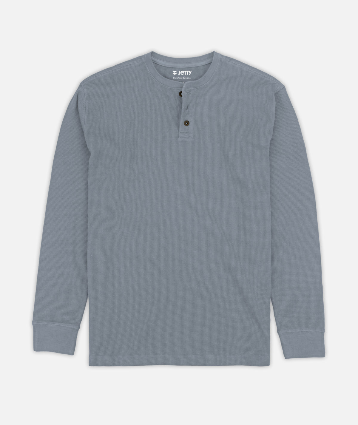 Seabed Waffle Henley Long Sleeve - Light Blue