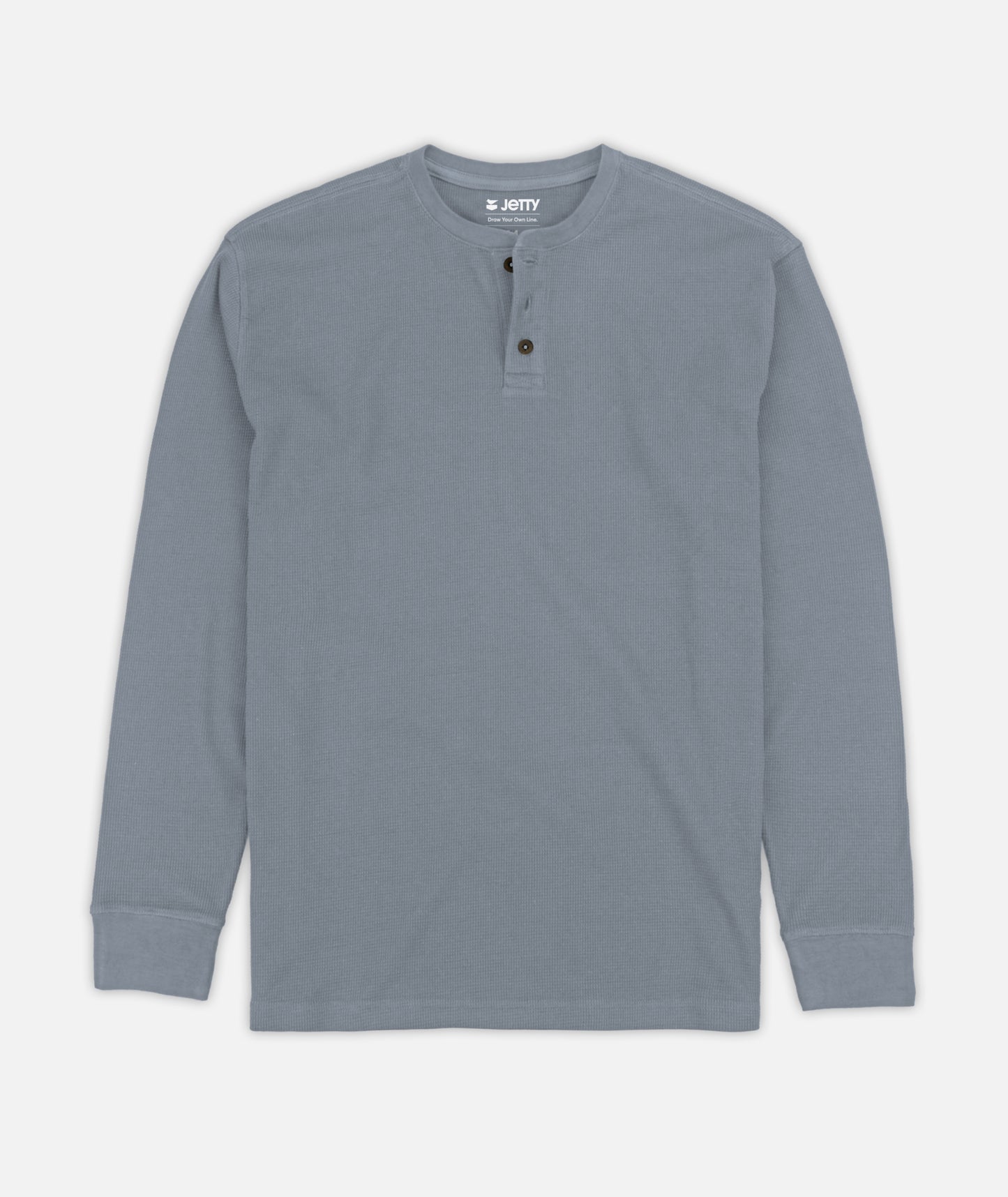 Seabed Waffle Henley Long Sleeve - Light Blue