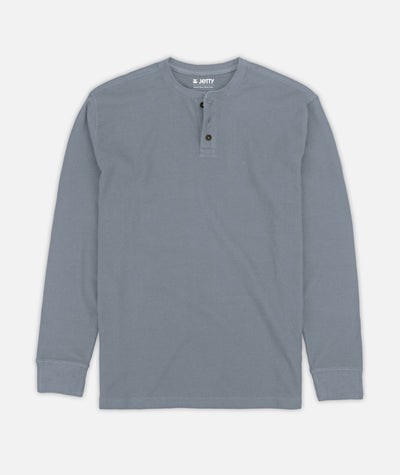 Seabed Waffle Henley Long Sleeve - Light Blue