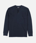 Seabed Waffle Henley Long Sleeve - Navy Blue