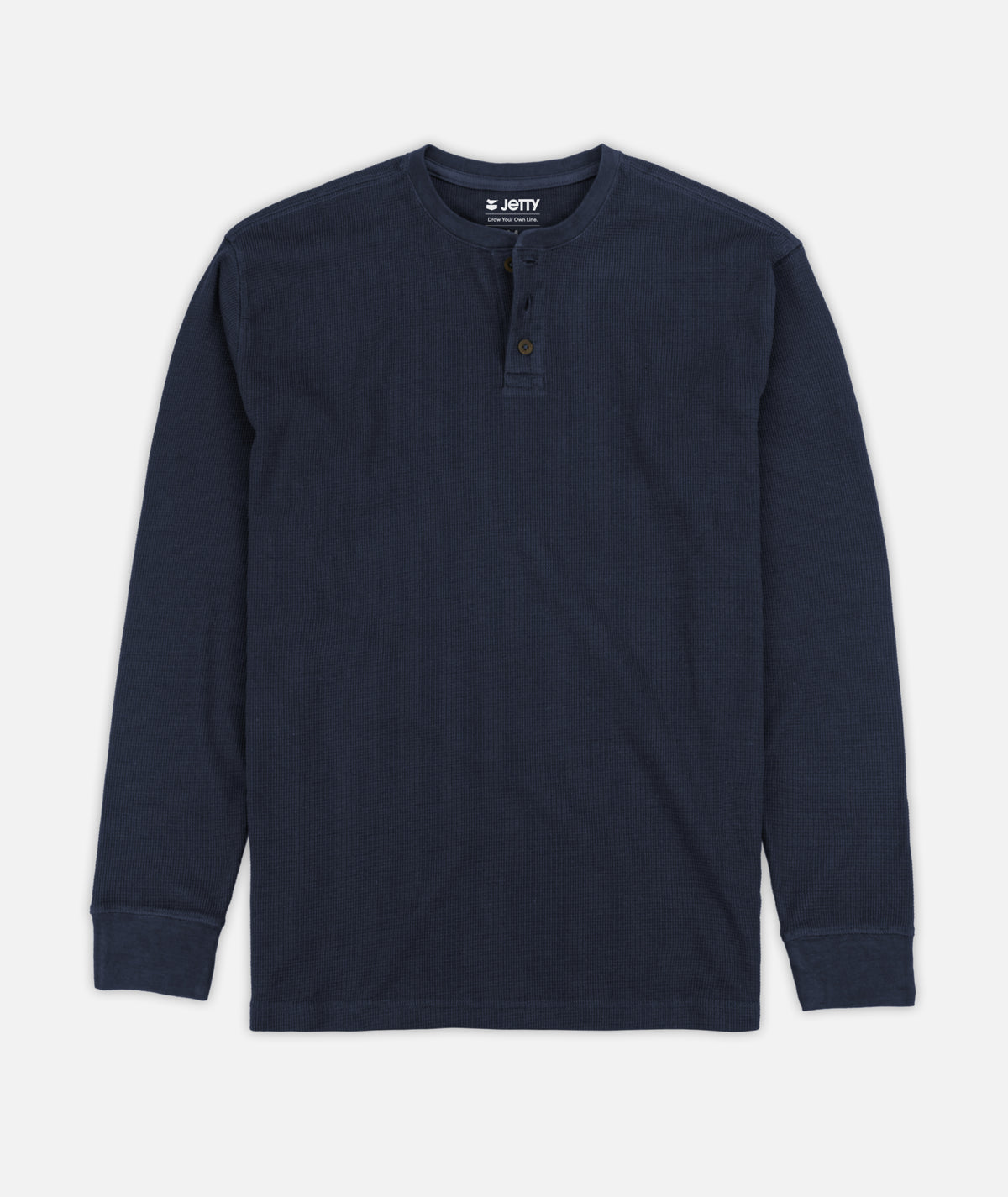 Seabed Waffle Henley Long Sleeve - Navy Blue