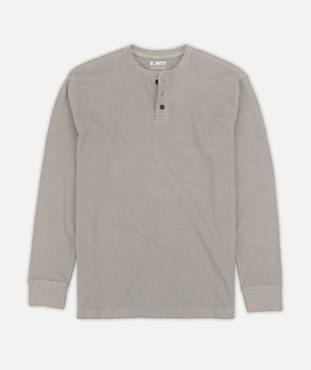 Seabed Waffle Henley Long Sleeve - Warm Grey