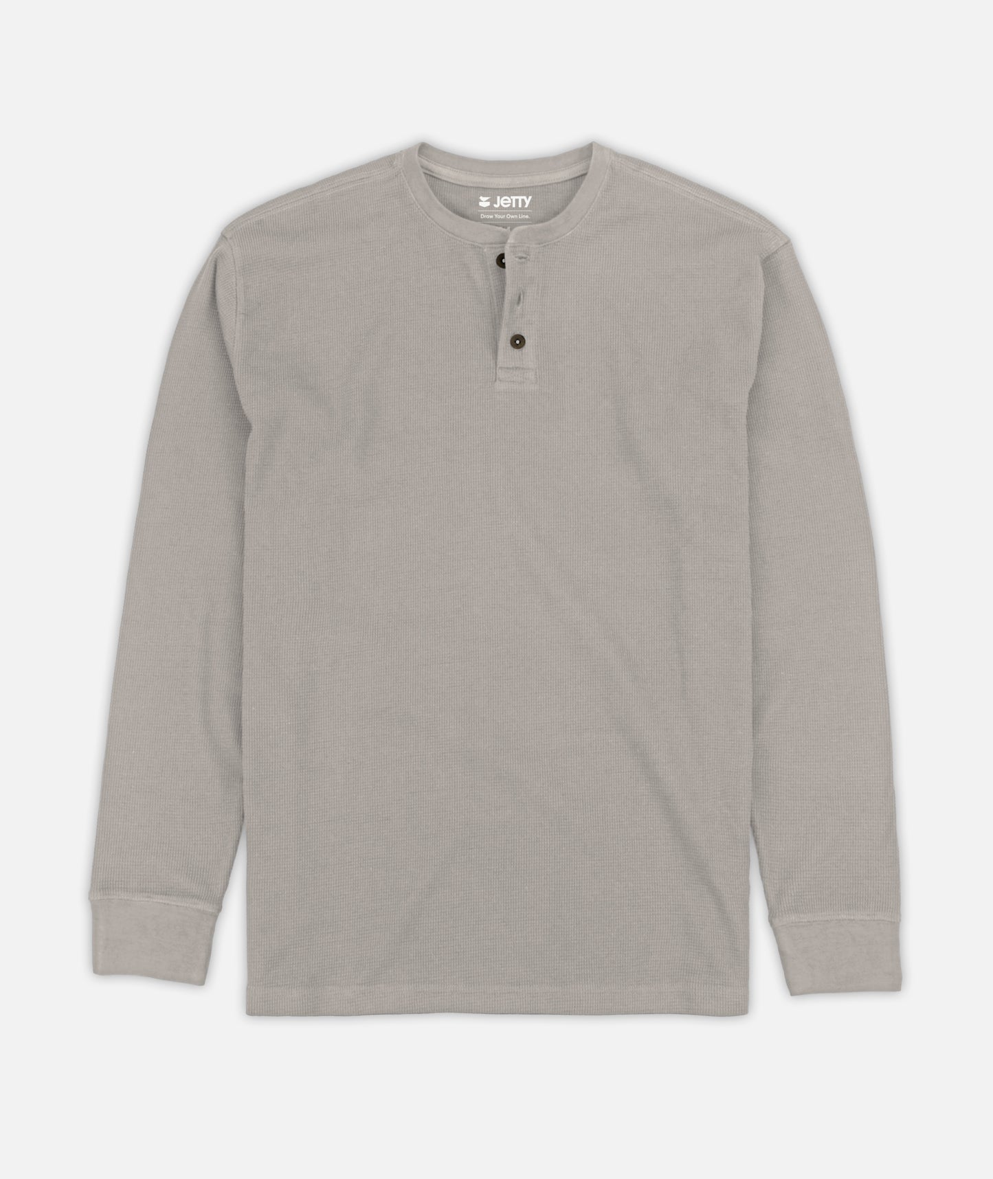 Seabed Waffle Henley Long Sleeve - Warm Grey