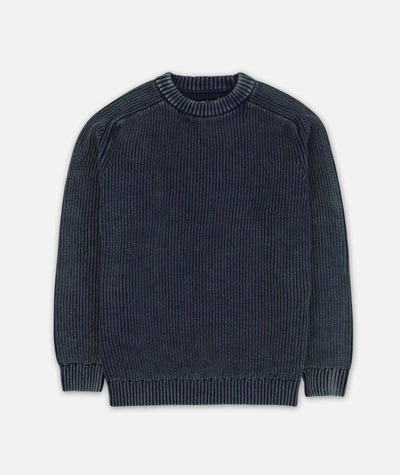 Undertow Washed Crewneck Sweater - Navy Blue