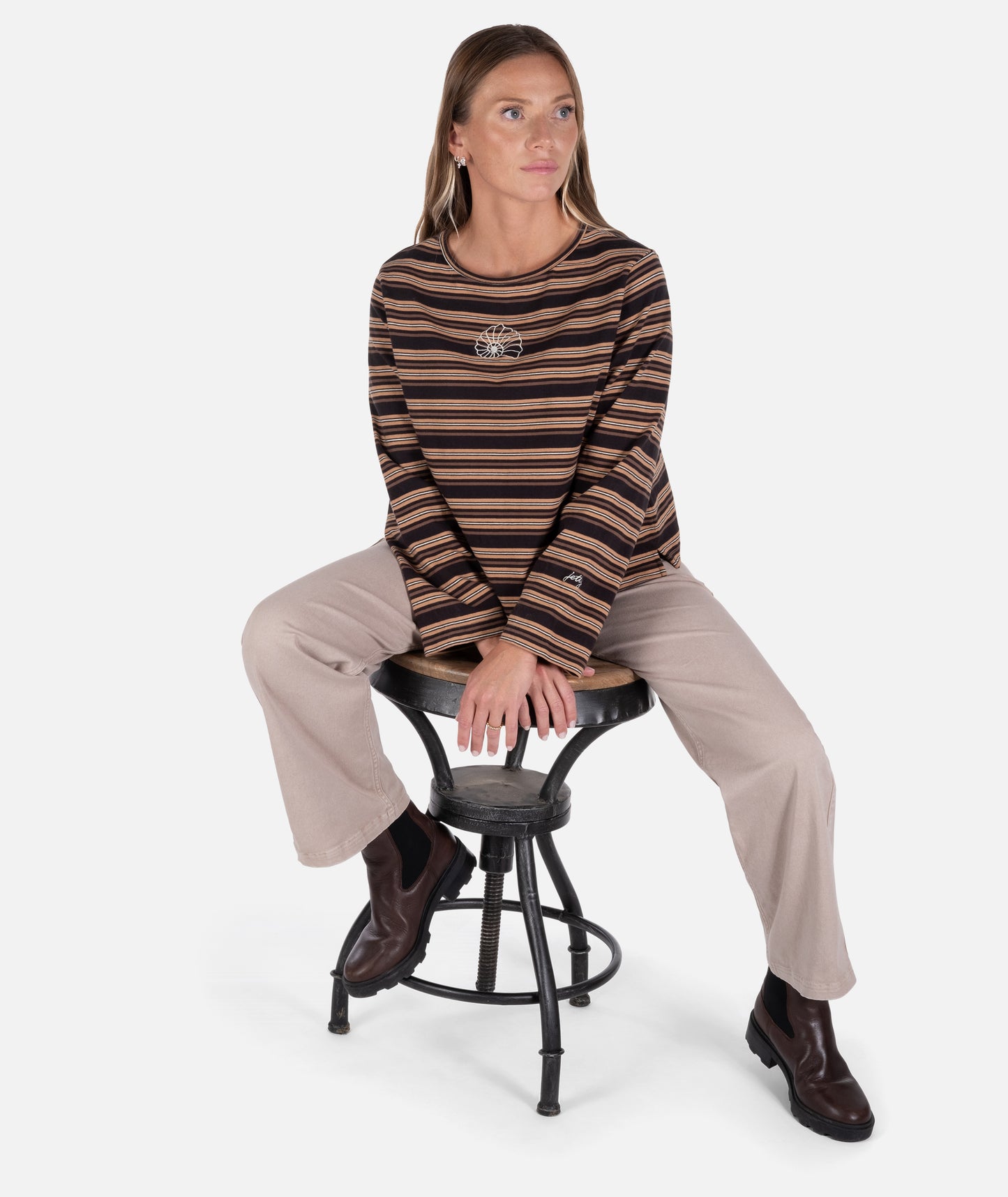 Hollis Striped Heavyweight Long Sleeve - Black