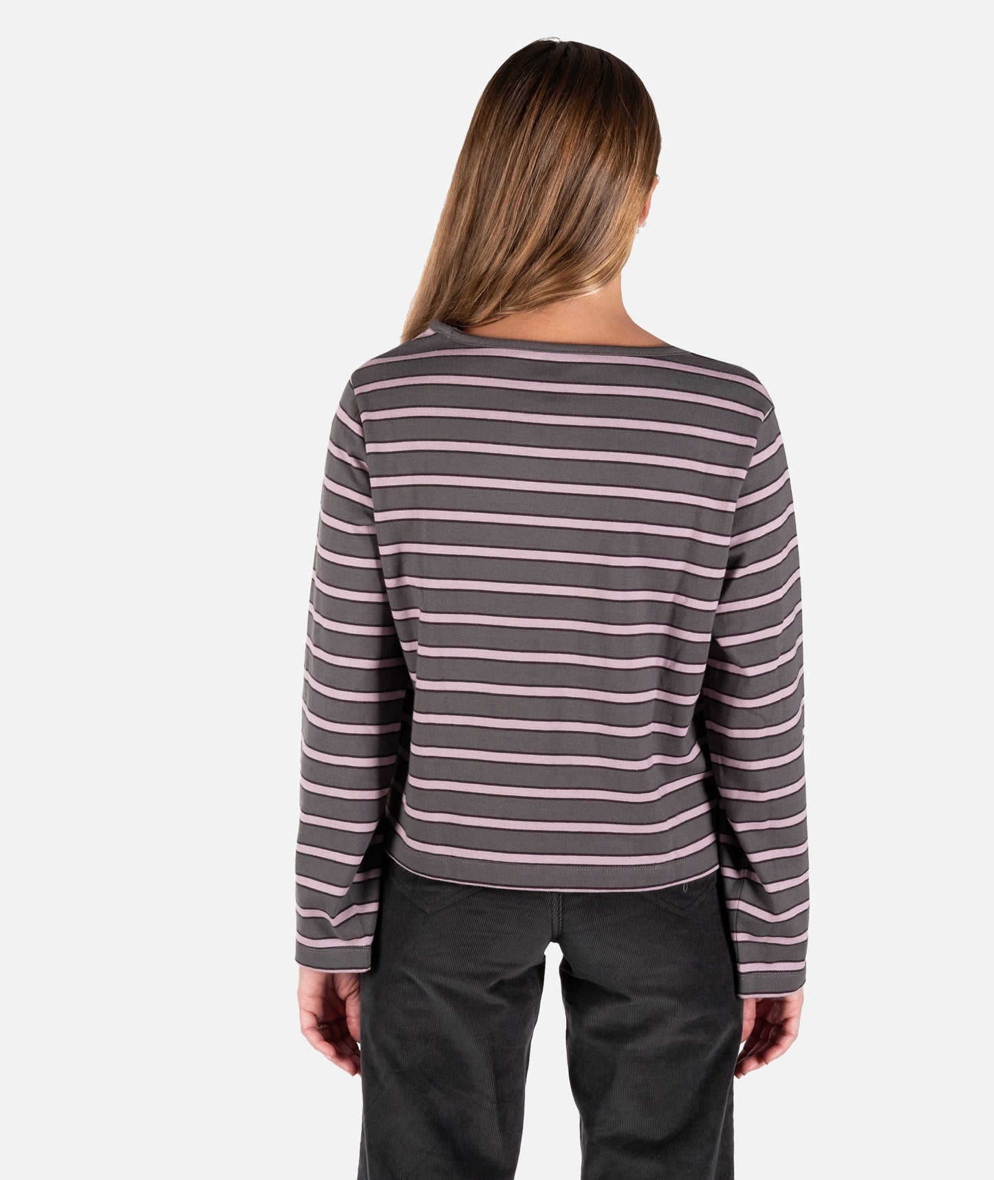 Hollis Striped Heavyweight Long Sleeve - Charcoal
