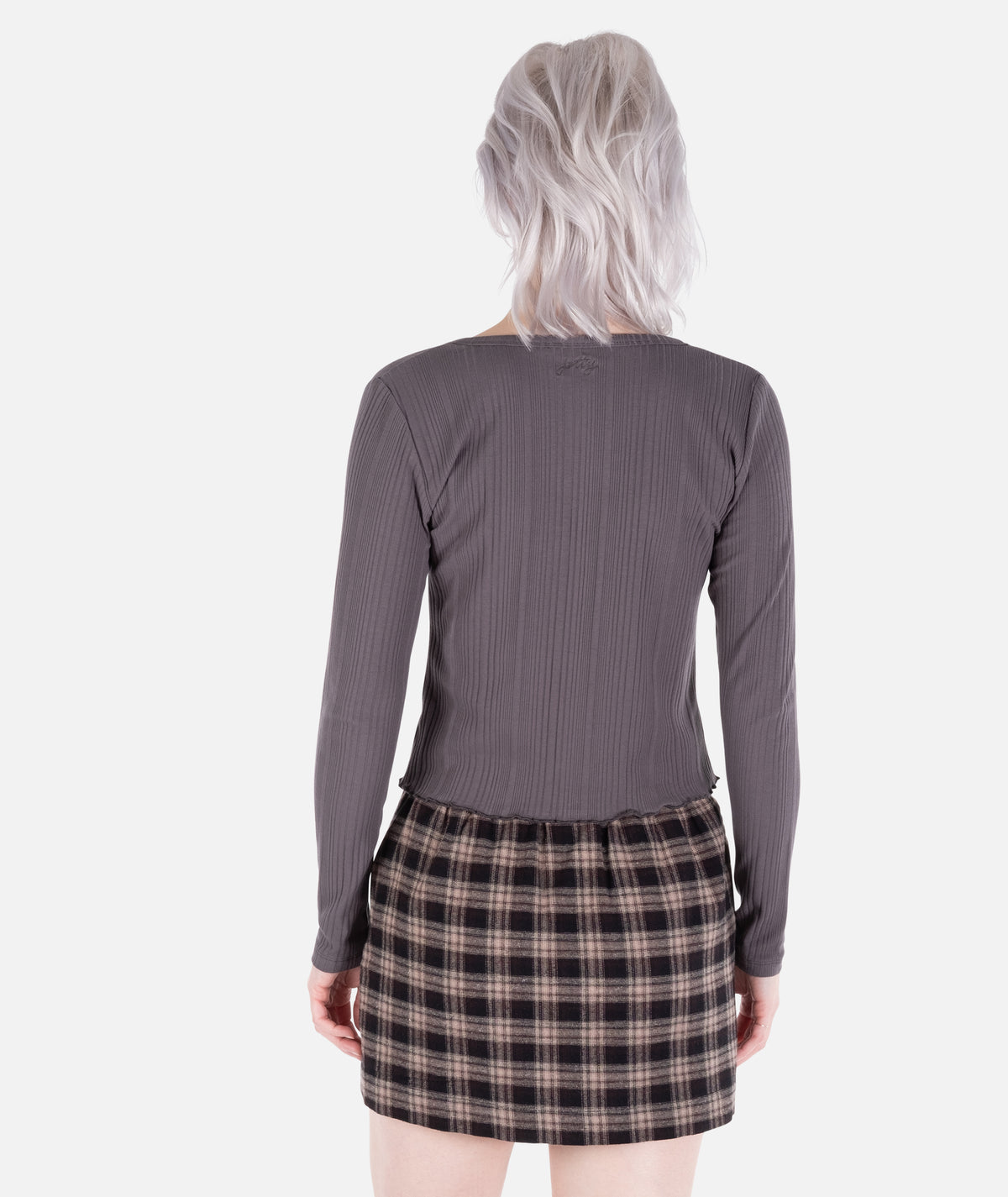 Madison Button Front Long Sleeve - Grey