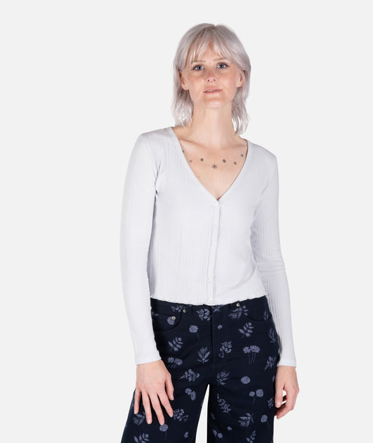 Madison Button Front Long Sleeve - Light Blue