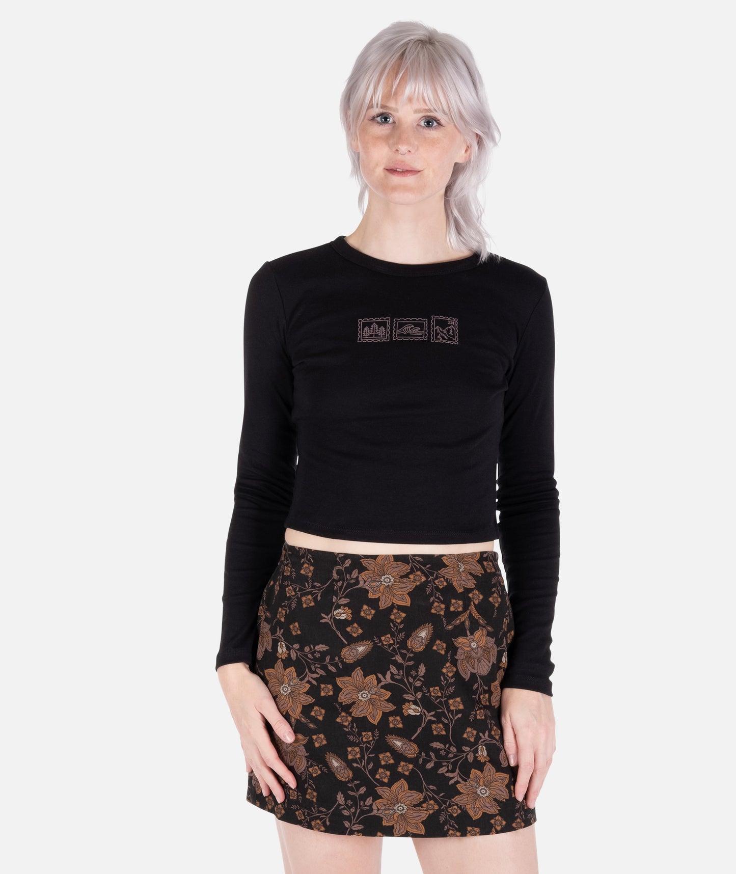 Snail Mail Micro Rib Long Sleeve Tee - Black