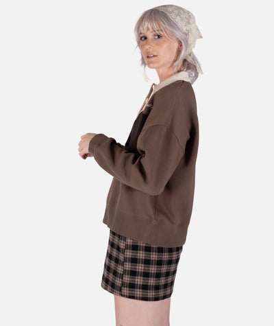 Leah Rugby Fleece - Brown