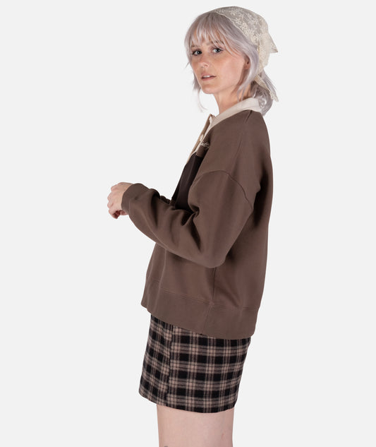 Leah Rugby Fleece - Brown