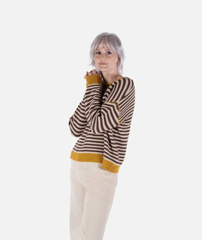 Ella Striped Sweater - Tan