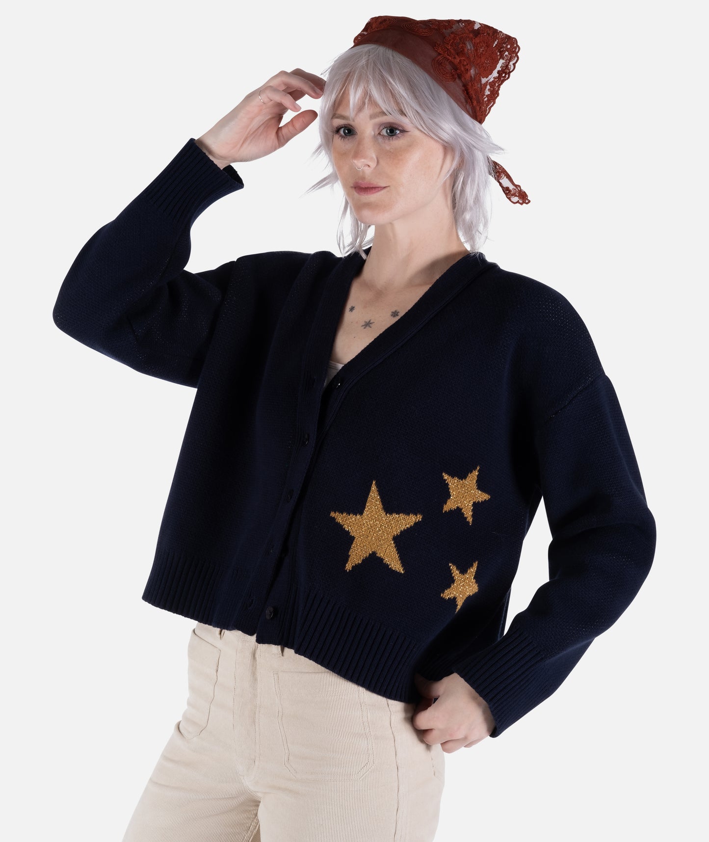 Siren Jacquard Cardigan - Navy