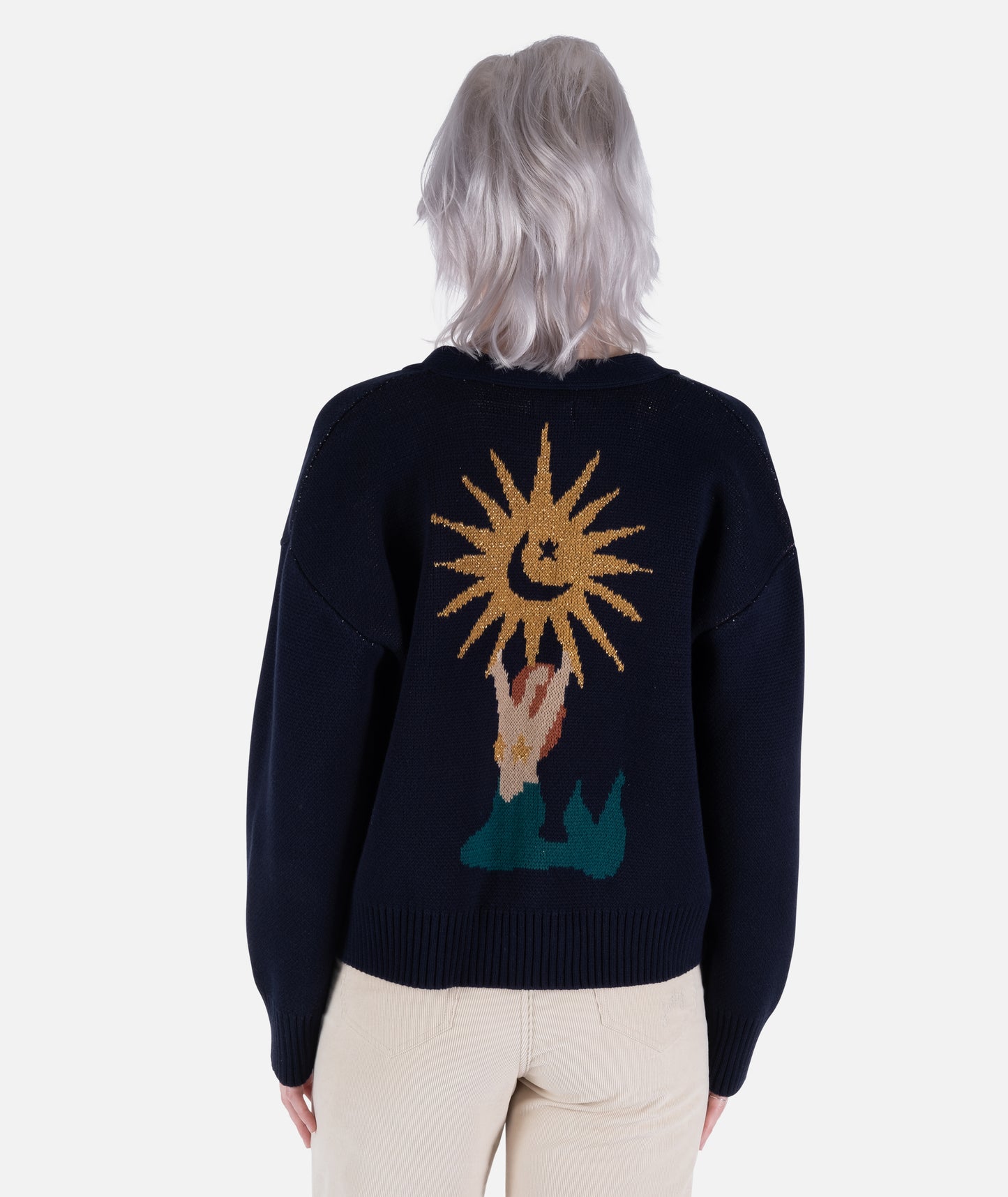 Siren Jacquard Cardigan - Navy