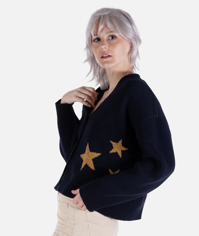 Siren Jacquard Cardigan - Navy