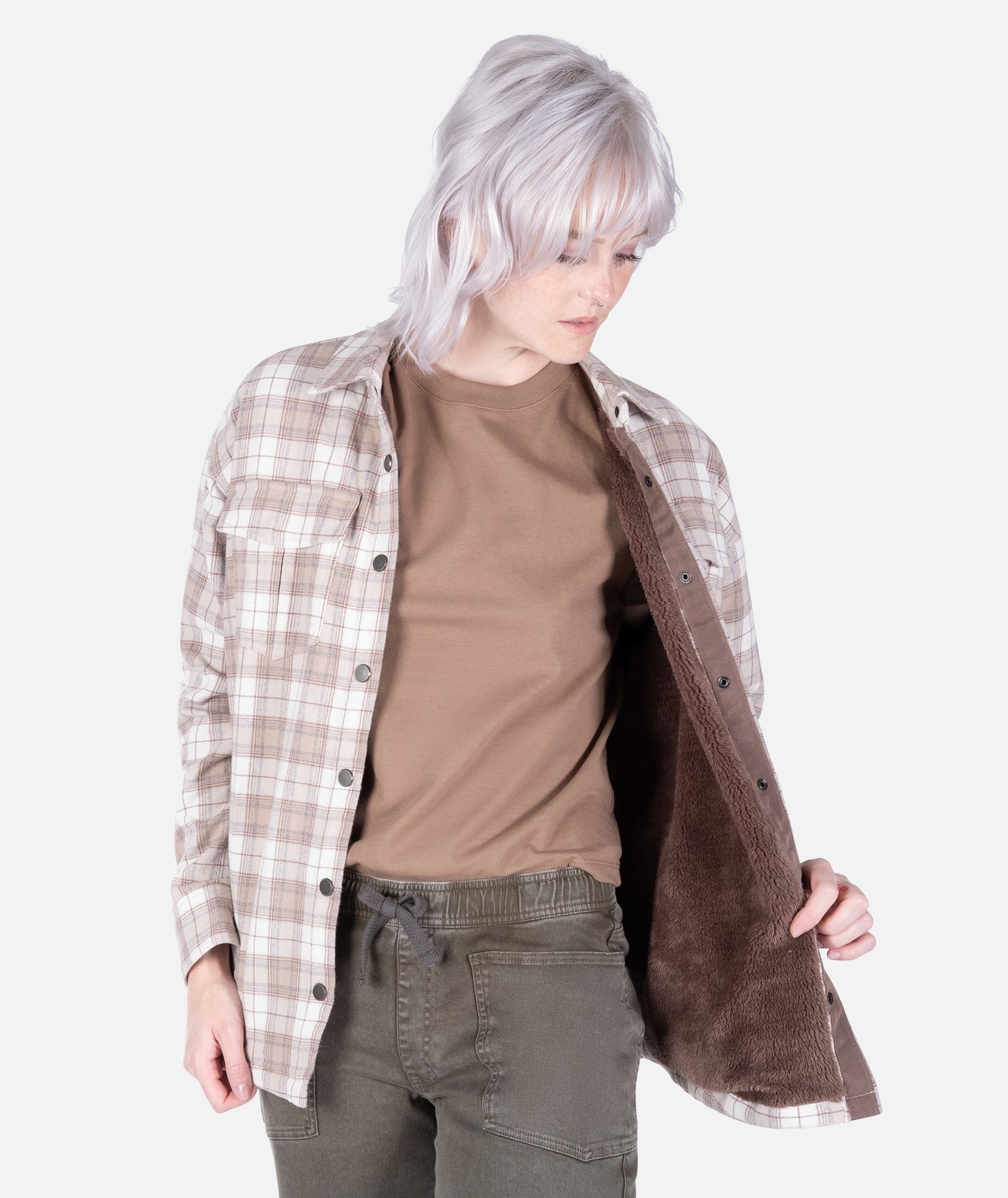 Nivean Lined Flannel Jacket - Ivory