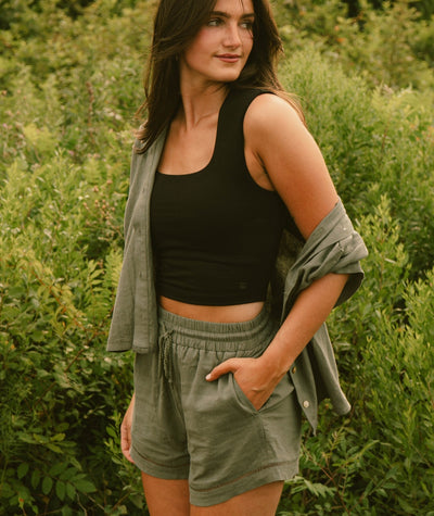 Dune Linen Short - Agave - Jetty