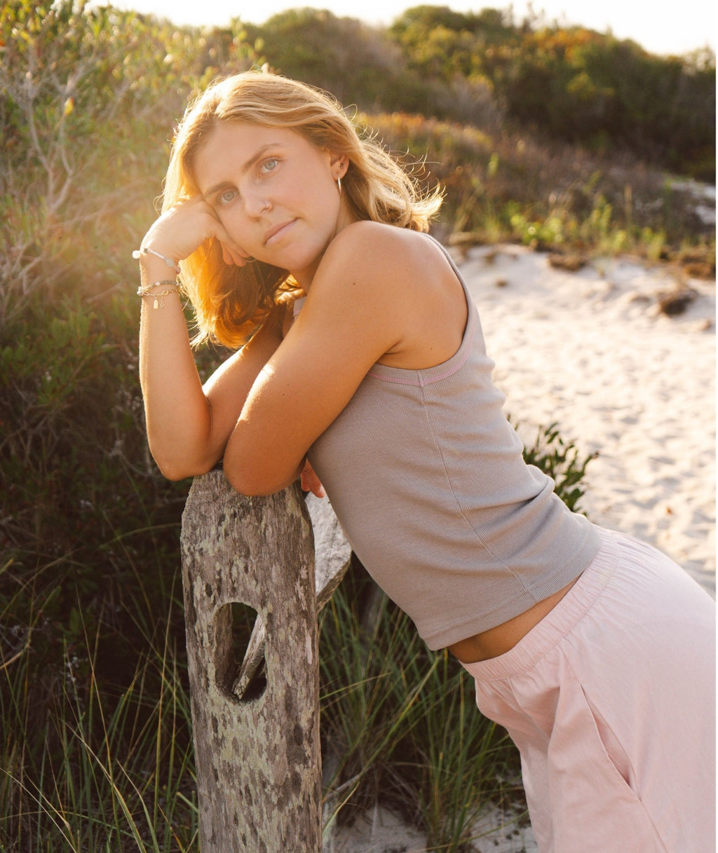 Iris Micro Rib Tank - Warm Grey - Jetty