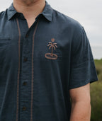 Marshall Embroidered Linen Shirt - Blue - Jetty