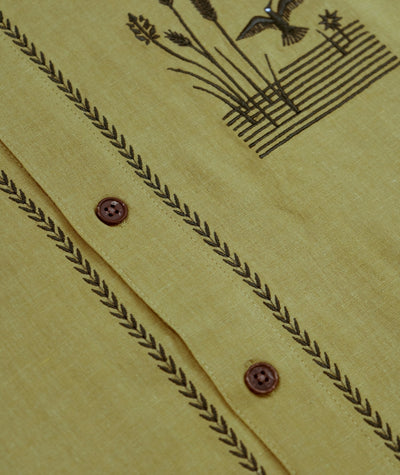 Marshall Embroidered Linen Shirt - Olive - Jetty