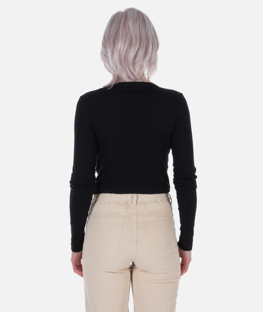 Snail Mail Micro Rib Long Sleeve Tee - Black