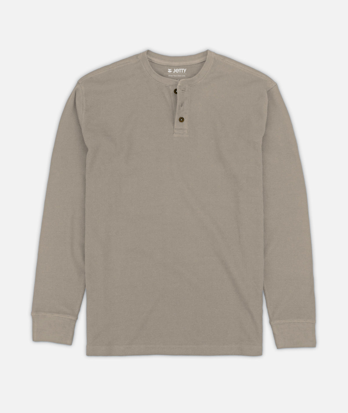 Seabed Waffle Henley Long Sleeve - Warm Grey