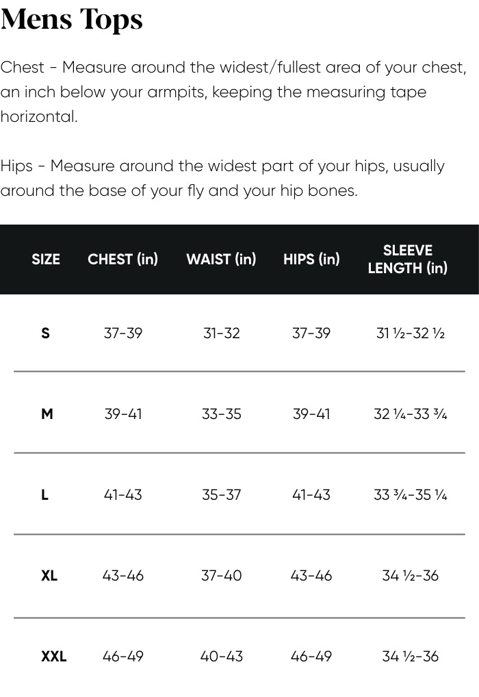 Mahi UV Tech Hoodie - Grey size chart