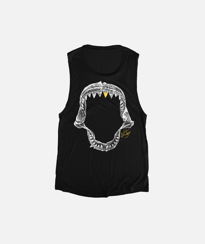 Womens Jaws Muscle Tank- Black