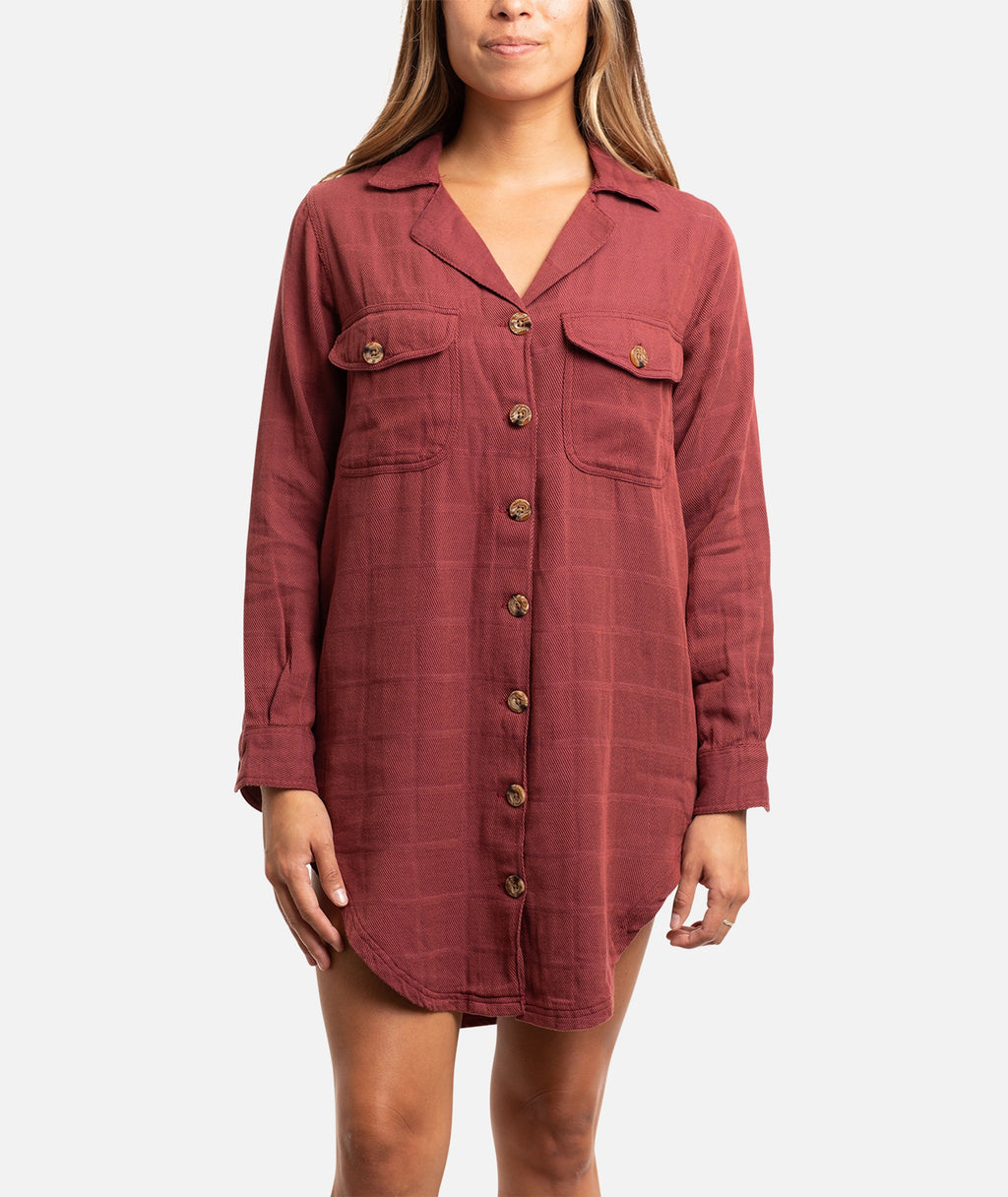 Bonita Flannel Dress - Red - Jetty